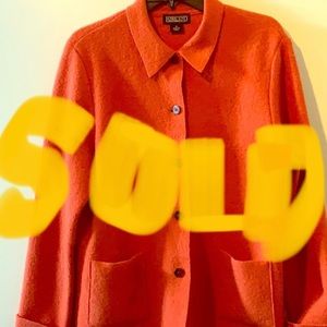 Land’s End wool sweater jacket- orange-red